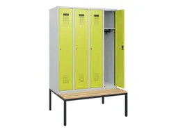 locker met bank,HxBxD 1950x1200x815mm,4vak,vak B 300mm,cilinderslot
