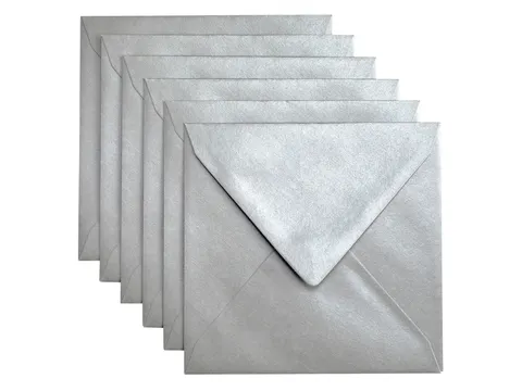 Envelop Papicolor 140x140mm Zilver Gegomd pak à 6 stuks