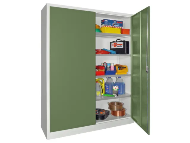 armoire à portes battantes large,RAL7035,face avant RAL6011