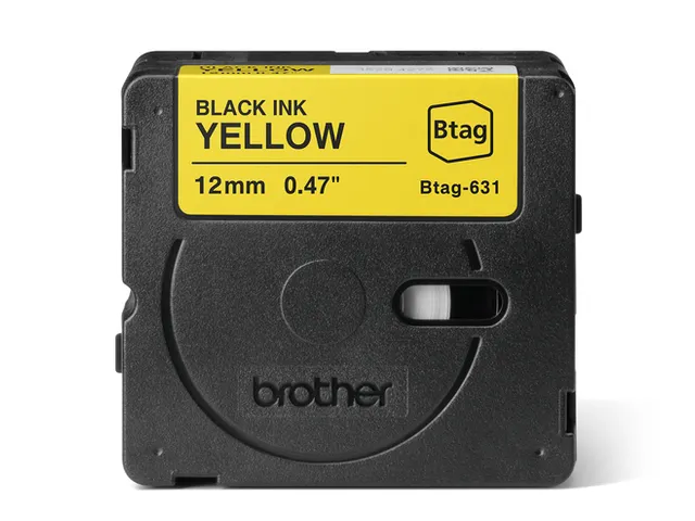 Labeltape Brother Ptouch Btag-631 12mm zwart op geel