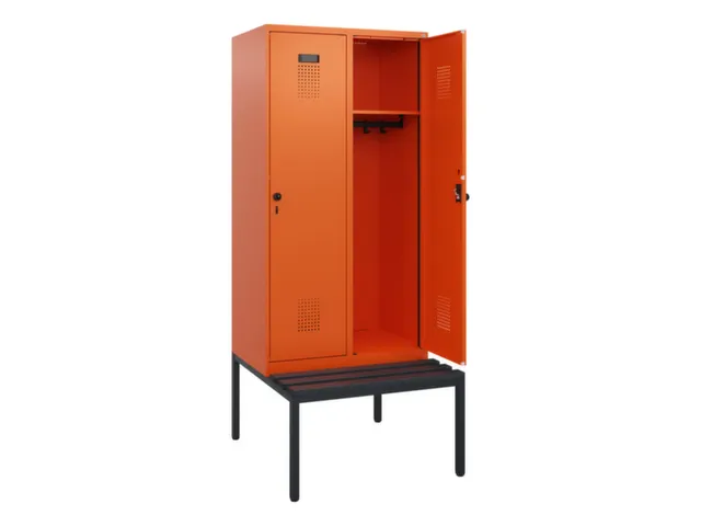 locker met bank,HxBxD 1950x800x815mm,2vak,vak B 400mm,draaigrendel