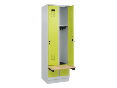 locker met bank,HxBxD 1950x600x815mm,2vak,vak B 300mm,draaigrendel