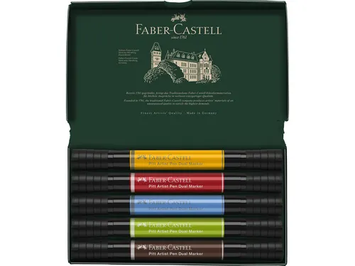 Tekenstift Faber-Castell Pitt Artist Pen duo marker etui a 5 stuks
