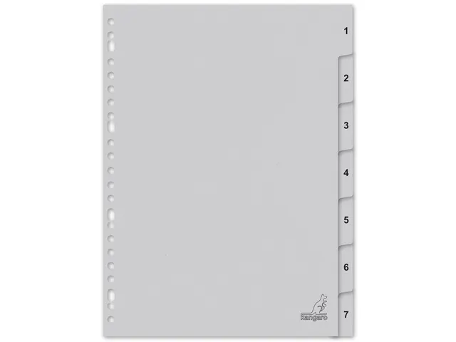 Tabblad ECO Kangaro A4 cijfers 180 grams grijs karton 23-gaats 7-delig