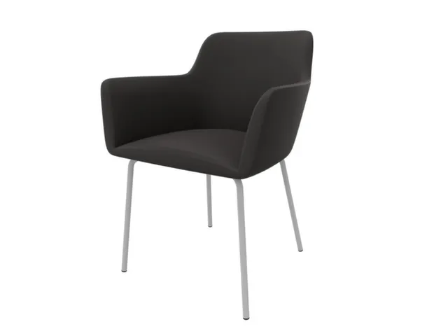 Bezoekersstoel 4Voeten Ronde Buis Verchroomd Donkerbruin