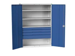universele kast,HxBxD 2000x1300x550mm,3xStalen bodem,4lade(n)