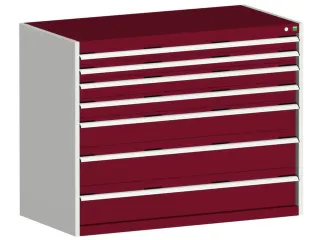 ladekast HxBxD 1000x1300x750mm 7laden romp RAL7035 front RAL3004 - 1