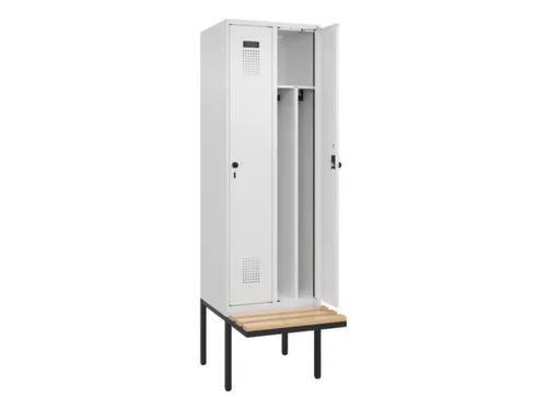 locker met bank,voor scheiding van kleding,HxBxD 2120x600x815mm,2vak