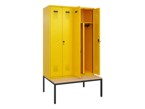 PBM-locker met bank,HxBxD 2120x1200x815mm,4vak,vak B 300mm