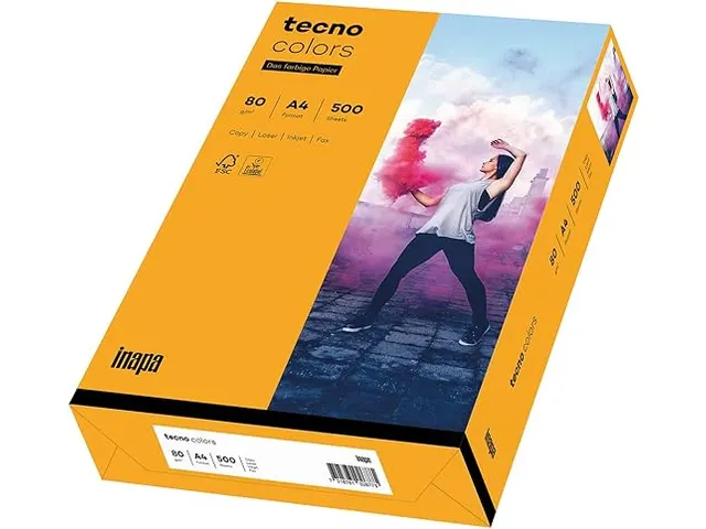 Inapa Tecno Colors Druckerpapier 120g/m² A4 | 1.250 Blatt Hellgelb Für Kreative Drucke