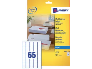 Etiket Avery J8651-10 38.1x21.2mm Inkjet Wit 650 Stuks - 2
