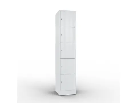 lockerkast 1950x396x540mm 1x5 vakken RAL7035 front RAL7035 sokkel
