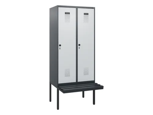 locker met bank,HxBxD 1950x800x815mm,2vak,vak B 400mm,draaigrendel