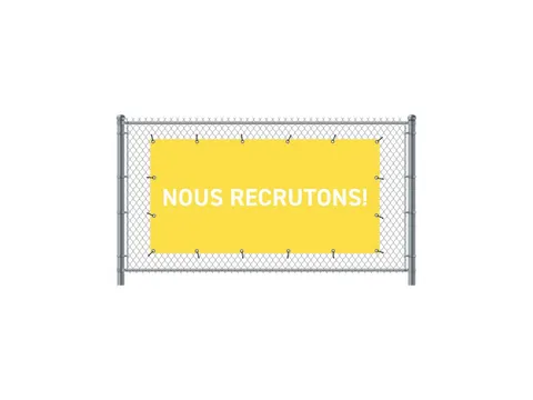 Hekwerkbanner 200x100 cm Geel met Franstalige Print Nous Recrutons