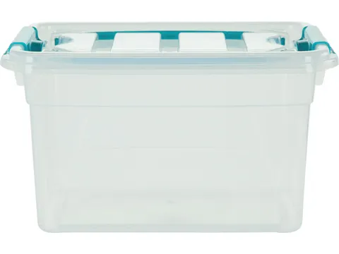 Carry Box opbergdoos 13 liter transparant met blauwe handvat