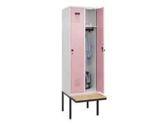 locker met bank,HxBxD 2120x600x815mm,2vak,vak B 300mm,draaigrendel