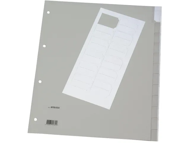 Tabbladen A4 Blanco PP 12 delig 4-Gaats Grijs
