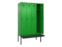 locker met bank,HxBxD 2120x1200x815mm,4vak,vak B 300mm,draaigrendel
