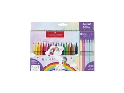 Viltstiften Faber-Castell Unicorn 18x standaard kleuren + 6x pastel kl
