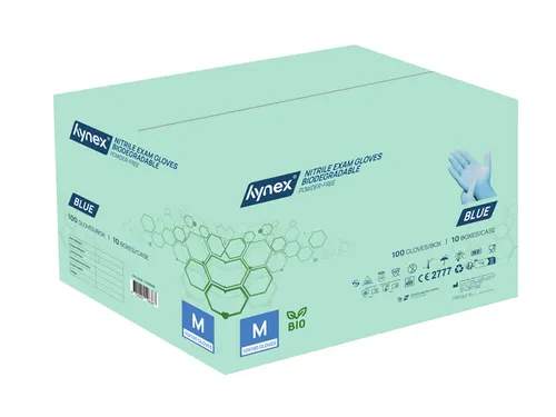 Handschoen Hynex nitril Bio M blauw 3.5gr 100 stuks