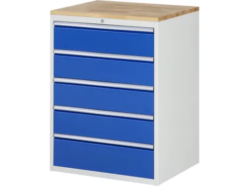 ladekast 1035x770x650mm 5laden cilinderslot RAL7035 RAL5010 beuken
