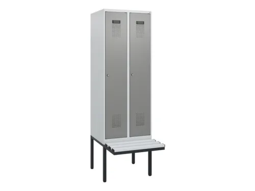 locker met bank,HxBxD 1950x600x815mm,2vak,vak B 300mm,cilinderslot