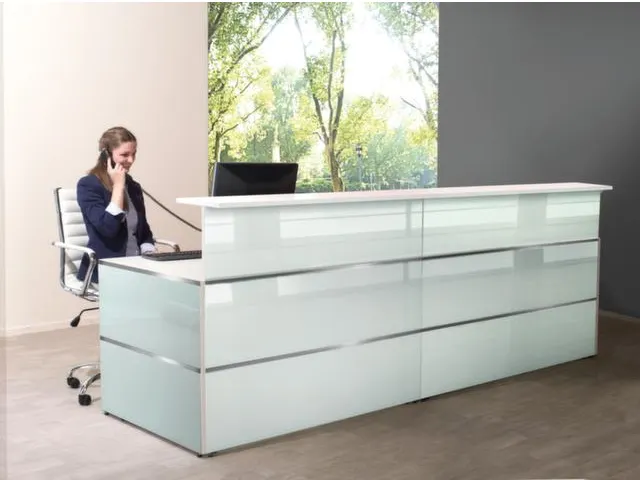 Balie Aanbouwelement bxd 1350x1015mm Recht Glazen Front wit