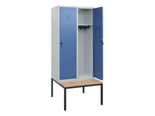 locker met bank,HxBxD 1950x800x815mm,2vak,vak B 400mm,draaigrendel - 2