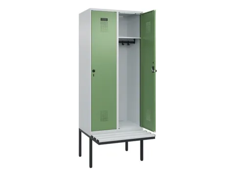 locker met bank,HxBxD 2120x800x815mm,2vak,vak B 400mm,draaigrendel
