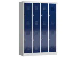 Dubbeldekse garderobekast 1800x1185x500mm 4x2vak klink RAL7035 RAL5010