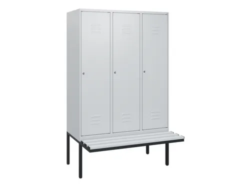 locker met bank,HxBxD 1950x1200x815mm,3vak,vak B 400mm,cil.-slot