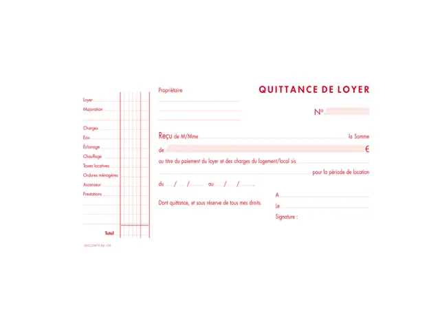 Manifold Quittances de loyer 12,5x21cm 50 feuillets tripli autocopiant