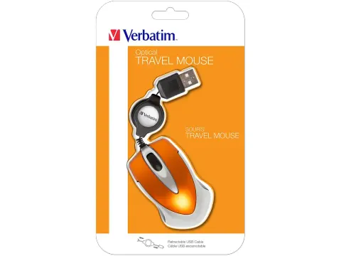 49023 VERBATIM Go Mini Travel Muis 2knoppen ambidexter kabel oranje