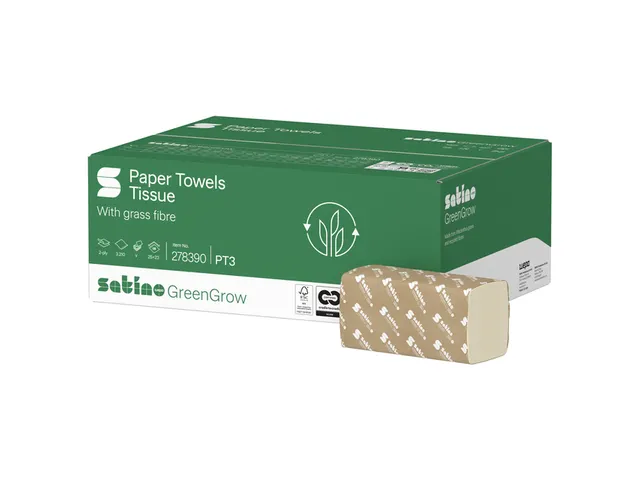 Handdoek Satino PT3 GreenGrow V-vouw 2laags 278390 15x214 vel