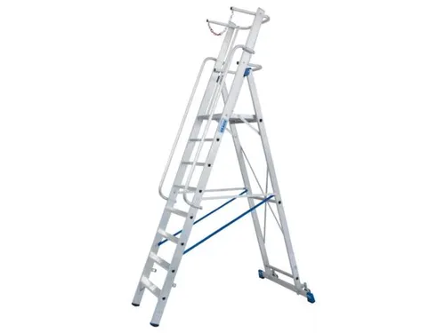 verrijdbare treden-platformladder eenzijdig 8treden stand H 1 9m