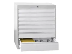 ladekast,HxBxD 600x715x600mm,5lade(n),cil.-slot,RAL7035,front RAL3000