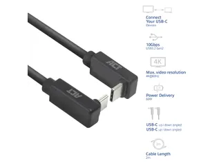 Kabel ACT USB-C hoek boven/beneden 10Gbps 2m - 8