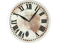 Wandklok Nextime Dia. 43cmx4.2cm Glas Wit 'romana' Romeinse cijfers