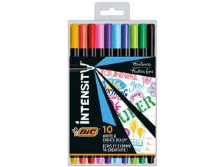 Fineliner Bic Intensity fijn assorti pak à 10 stuks - 1