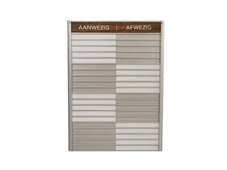 Menoor In-Uit bord 20 namen Aluminium Aanwezig/Afwezig donker Houtlook - 1