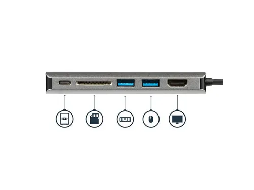 USB-C Multiport Adapterdraagbaar USB-C dock met 4K HDMI GbE en SD