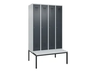 locker met bank,voor scheiding van kleding,HxBxD 2120x1200x815mm,4vak - 2