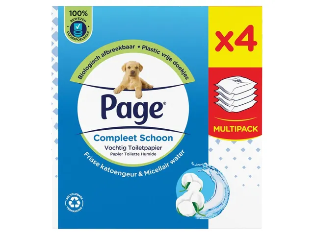 Vochtig toiletpapier Page Compleet Schoon 4 pakken à 38 vel