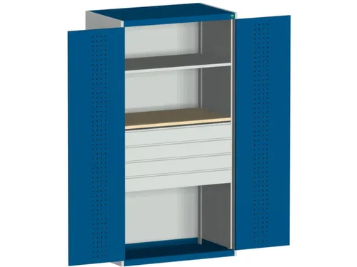 systeemkast 2000x1050x650mm 1 legbord 4 laden RAL7035, front RAL5010