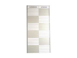 Menoor In-Uit bord 30 namen Aluminium Aanwezig/Afwezig Wit