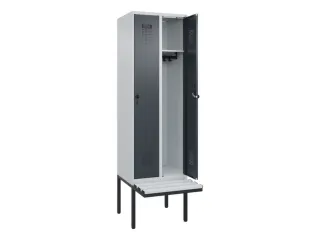 locker met bank,HxBxD 2120x600x815mm,2vak,vak B 300mm,draaigrendel - 1