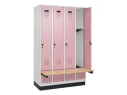 locker met bank,HxBxD 1950x1200x815mm,4vak,vak B 300mm,draaigrendel