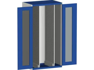 verticale kast,HxBxD 2000x1050x650mm,vensterdeur,2uittrekwanden - 2