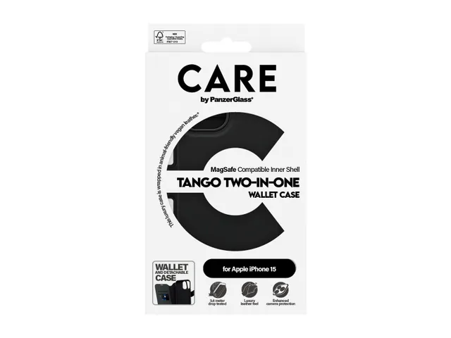 Housse PanzerGlass CARE by Feature Tango 2-en-1 MagSafe iPhone 15 noir