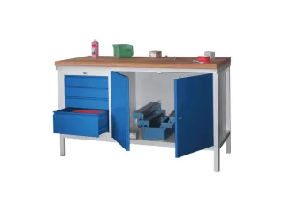 werkbank,HxBxD 900x1500x700mm,onderstel/romp RAL7035,front RAL5010 - 2